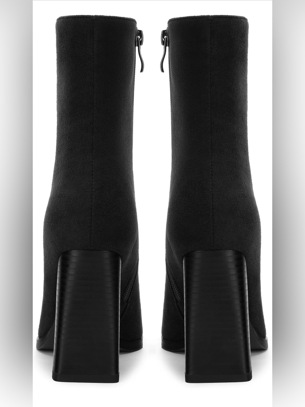 Suede Black High Block Heel Ankle Boots